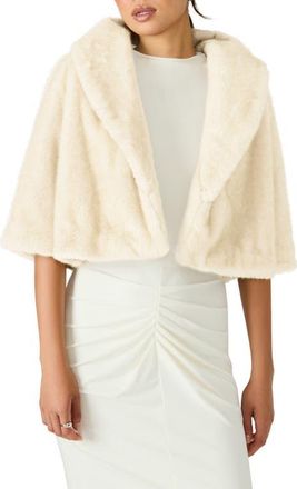 Steve Madden Hestia Crop Faux Fur Jacket in Cream at Nordstrom, Size Small