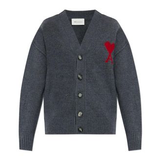 Ami Cardigans, female, Gray, Size: 2XS Wool Cardigan