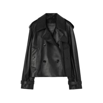 Burberry Cropped Leather Mayfair Trench Jacket