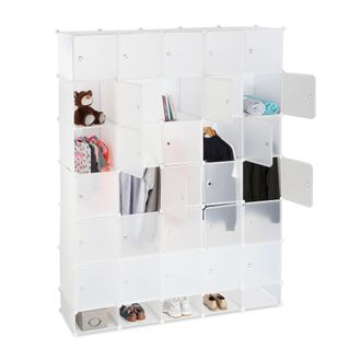 Relaxdays Armario Modular Xxl Con 25 Compartimentos, Pl&aacute;stico, Blanco, 234 X 180 X 46.5 Cm