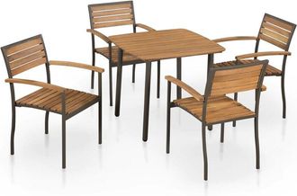 vidaXL Set de comedor de jardín 5 pzas madera maciza de acacia y acero Vidaxl