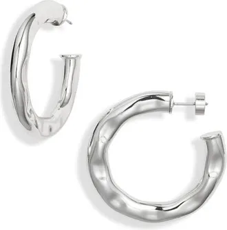 Nordstrom Hammered Hoop Earrings in Silver at Nordstrom