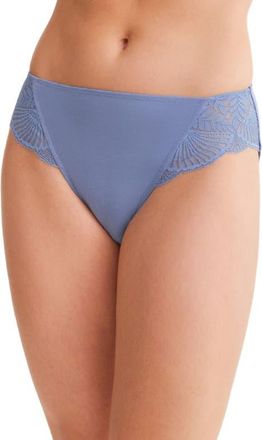 Fleur't Belle Epoque Lace Trim Microfiber Briefs in Denim at Nordstrom, Size Xx-Large