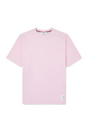 Thom Browne Logo-Appliqu&eacute;d Striped Cotton-Piqu&eacute; T-Shirt