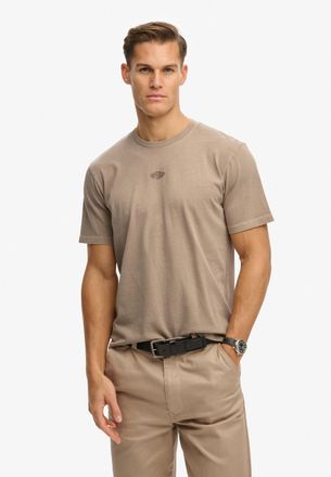 Superdry Rundhalsshirt SUPERDRY MICRO LOGO TSHIRT, Herren, Gr. XXL, light beige, Single Jersey, Obermaterial: 100% Baumwolle, unifarben, loose fit normal, Rund