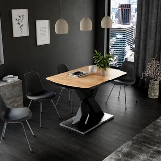 Vicco Mesa De Comedor Chinto, Negro/roble R&uacute;stico, 120 X 80 Cm Extensible