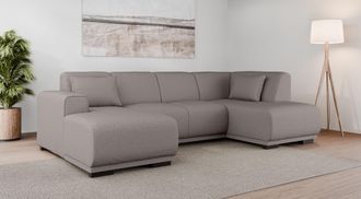 HOME AFFAIRE Wohnlandschaft »BORNHOLM U-Form mit Recamiere rechts/links, B/T/H: 300/162/85 cm« U-Form mit Wellenunterfederung, Recamiere rechts oder links bestellb