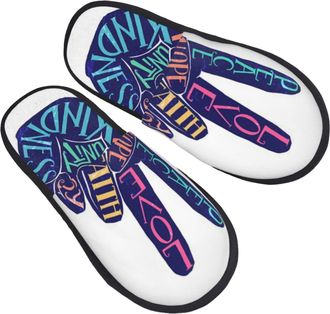 Generic Peace Hand Sign Men Women Slippers Warm Shoes Cosy House Shoes For Winter Bedroom Outdoor M
