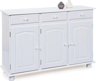 Inter Link SAS Buffet con 3 puertas y 3 cajones en pino macizo barnizado al agua blanco 130x43x87h cm