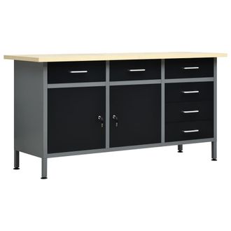 vidaXL Vidaxl - Banco De Trabajo De Acero Negro 160x60x85 Cm