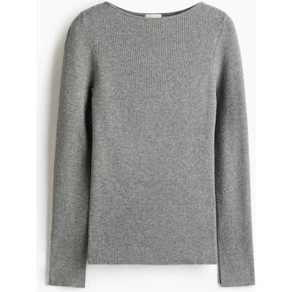H&M Rib-knit Top in Gray Melange at Nordstrom, Size Xx-Small