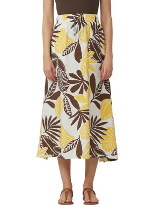 s.Oliver Midirock S.OLIVER, Damen, Gr. 42, schwarz (beige schwarz), Web, Obermaterial: 84% Viskose, 16% Polyamid, bedruckt, relaxed fit 3/4-L&auml;nge, R&ouml;cke Midiro