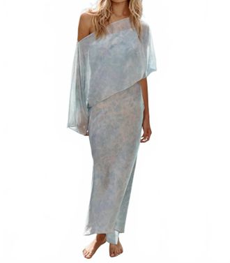 Misa Dalena Figure-Skimming Maxi Dress In Agua Blue Mix