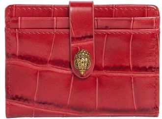 Kurt Geiger Kensington Snap Flap Card Croc Embossed Wallet in Red at Nordstrom Rack