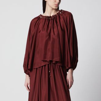 Zimmermann Aster ruched blouse in Merlot