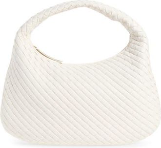 Bottega Veneta Borsa Intrecciato Leather Shoulder Bag in 9537 Alabaster-Muse Brass at Nordstrom
