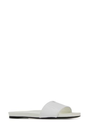 Prada Womens White Leather Slippers Bianco Flat Shoes