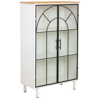 Wanderlust Deco Vitrina de madera y vidrio 2 puertas 80x35x130,5h cm - blanco