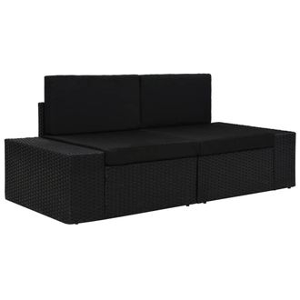 vidaXL Vidaxl - Sof&aacute; Seccional De 2 Plazas De Rat&aacute;n Sint&eacute;tico Negro