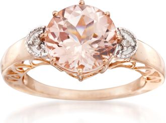 Ross-Simons Morganite Ring With Diamond Accents in 14kt 2-Tone Gold