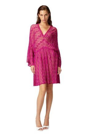 Missoni Cover-up Dress In Zig Zag Lam&eacute; Viscose With Wide Sleeves in Purple at Nordstrom, Size 40 It