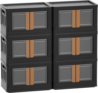 OEM Caja De Almacenamiento De Pl&aacute;stico Haixin De 32 L, Paquete De 6 Unidades, Color Negro