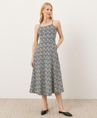 Pact Fit & Flare Midi Dress Made With Organic Cotton in Bohemian Dreams Black at Nordstrom, Size Xx-Large P