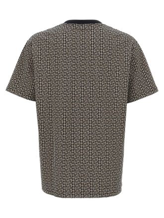 Balmain Monogram-Jacquard Cotton T-Shirt - Black