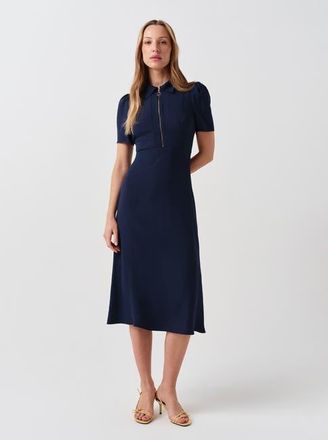 Ghost London Haisley Collared Zip Front Midi Dress in Navy at Nordstrom, Size 10