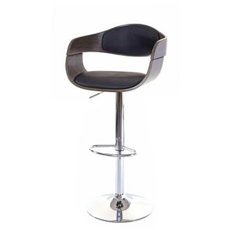 Hhg Hhg - Sedia Sgabello 048 Design Elegante Legno, Colore Grigio Ecopelle Nero