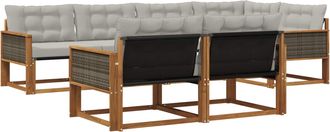 vidaXL Conjunto De Sof&aacute;s De Exterior 7 Uds. Natural Y Gris Claro Vidaxl