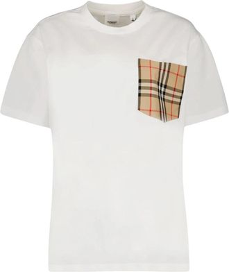 Burberry Vintage Check Pocket T-shirt - Dames - T-shirts - Wit - S - Katoen - Tops