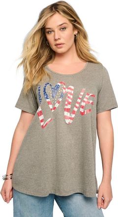 Roaman's American Graphic Swing Tee in Heather Grey Americana Love at Nordstrom, Size 32