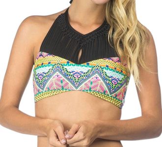 Hobie Macrame High Neck Bikini Top In Hob Desert Daze