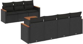 vidaXL Set De Sof&aacute;s De Jard&iacute;n 8 Piezas Y Cojines Rat&aacute;n Sint&eacute;tico Negro Vidaxl