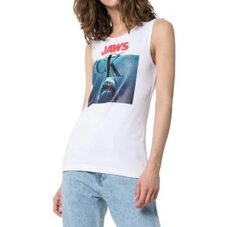 Calvin Klein 205W39NYC Jaws-print Ribbed Stretch-cotton Tank Top Size XS