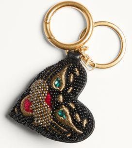 Valentino Garavani Charm Per Borse Con Portachiavi VG Coeur De Chat In Nappa, Perline E Cristalli Donna MULTICOLOR/NERO UNI