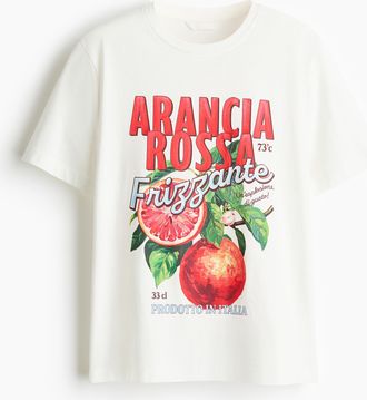 H&M T-Shirt mit Print - Weiss/Arancia Rossa