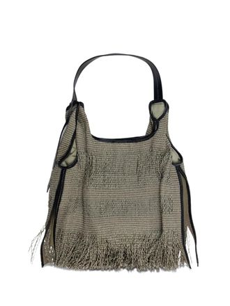 Anita Bilardi fringed distressed-detail tote bag - Green