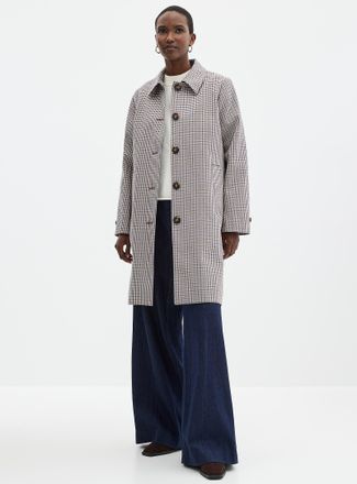 Contemporaine Womens Checkered shirt-collar mid-length trench coat