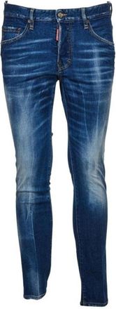 Dsquared2 DSquared2 Heren Denim Leren Badge Skater Jeans (Marineblauw)