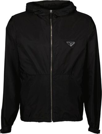 Prada Light Jackets, male, Black, Size: XL Re-Nylon Jacket