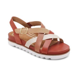 Aetrex Womens Carmen Cross Band Adjustable Sandal In Terracotta Multi
