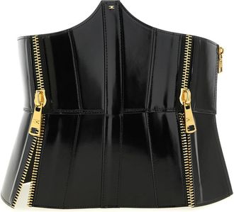 Elisabetta Franchi Bustier Belt - Dames - Riemen - Zwart - M - Leer - Accessoires