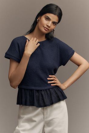 Pilcro Short-Sleeve Sweater Twofer Top
