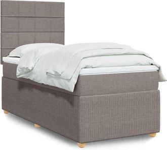 vidaXL Cama Box Spring Con Colch&oacute;n Tela Gris Taupe 90x190 Cm Vidaxl