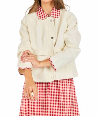 Sadie & Sage Teacup Barn Jacket In Ivory Red Gingham