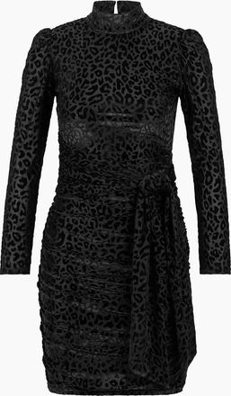 HUGO BOSS Womens Kelora Mock Neck Long Sleeve Mini Dress - Black - Size: 10