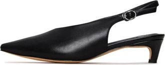 Cesare Gaspari Minimalist Slingback Kitten Heels - Zwart - Dames - Pumps - Zwart - 38 EU - Leer - Schoenen