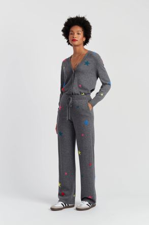 Chinti and Parker Grey Wool-Cashmere Star Track Pants